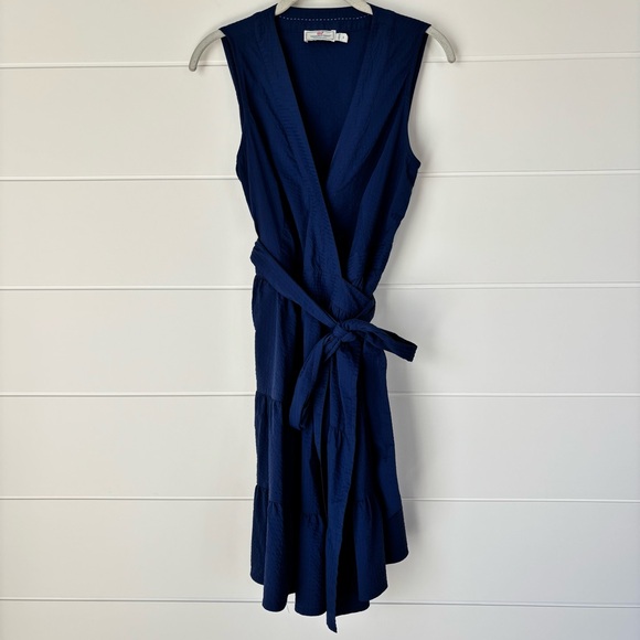 Vineyard Vines Harbor Wrap Navy Blue Dress Women's Size Small - Picture 2 of 15